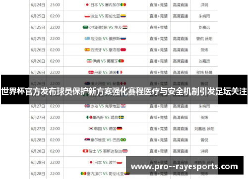世界杯官方发布球员保护新方案强化赛程医疗与安全机制引发足坛关注